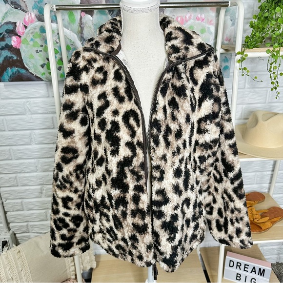 Cozy Sherpa Leopard Print Jacket Size XL - Picture 1 of 3